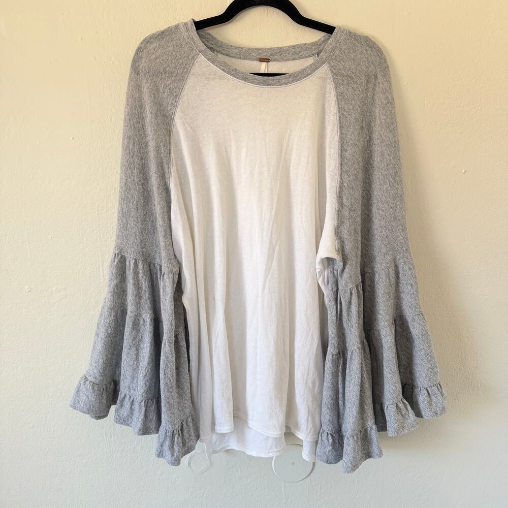 Free People "No crying in baseball" ruffle sleeve t-shirt